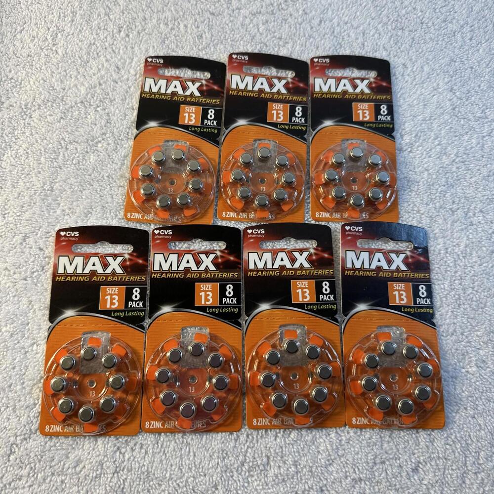 CVS MAX Hearing Aid Batteries 56 pack Size 13 Exp 05/2027 And 11/2027 New Sealed